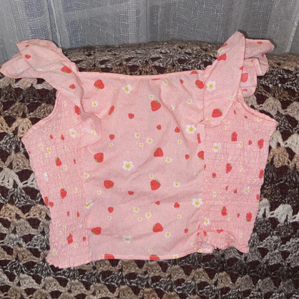 Pink strawberry pattern shirt